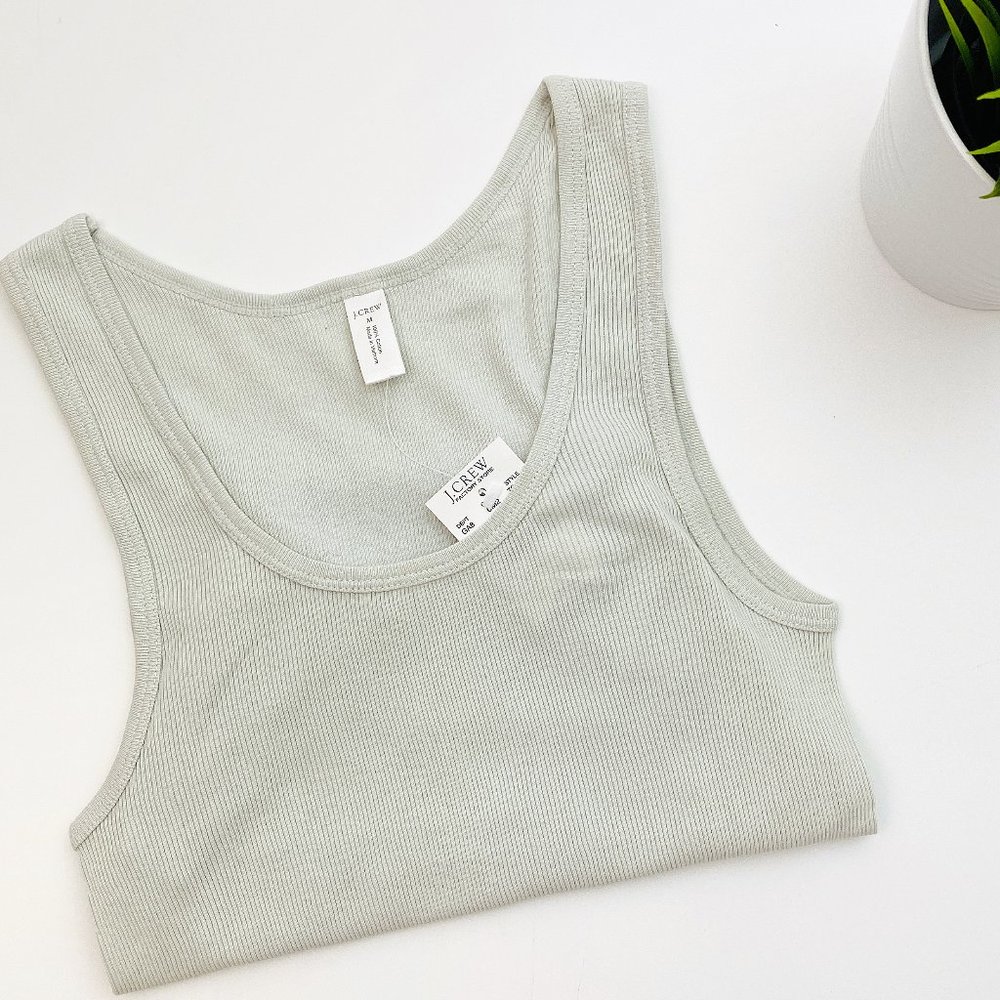 J.Crew grey blue ribbed layering tank top NEW